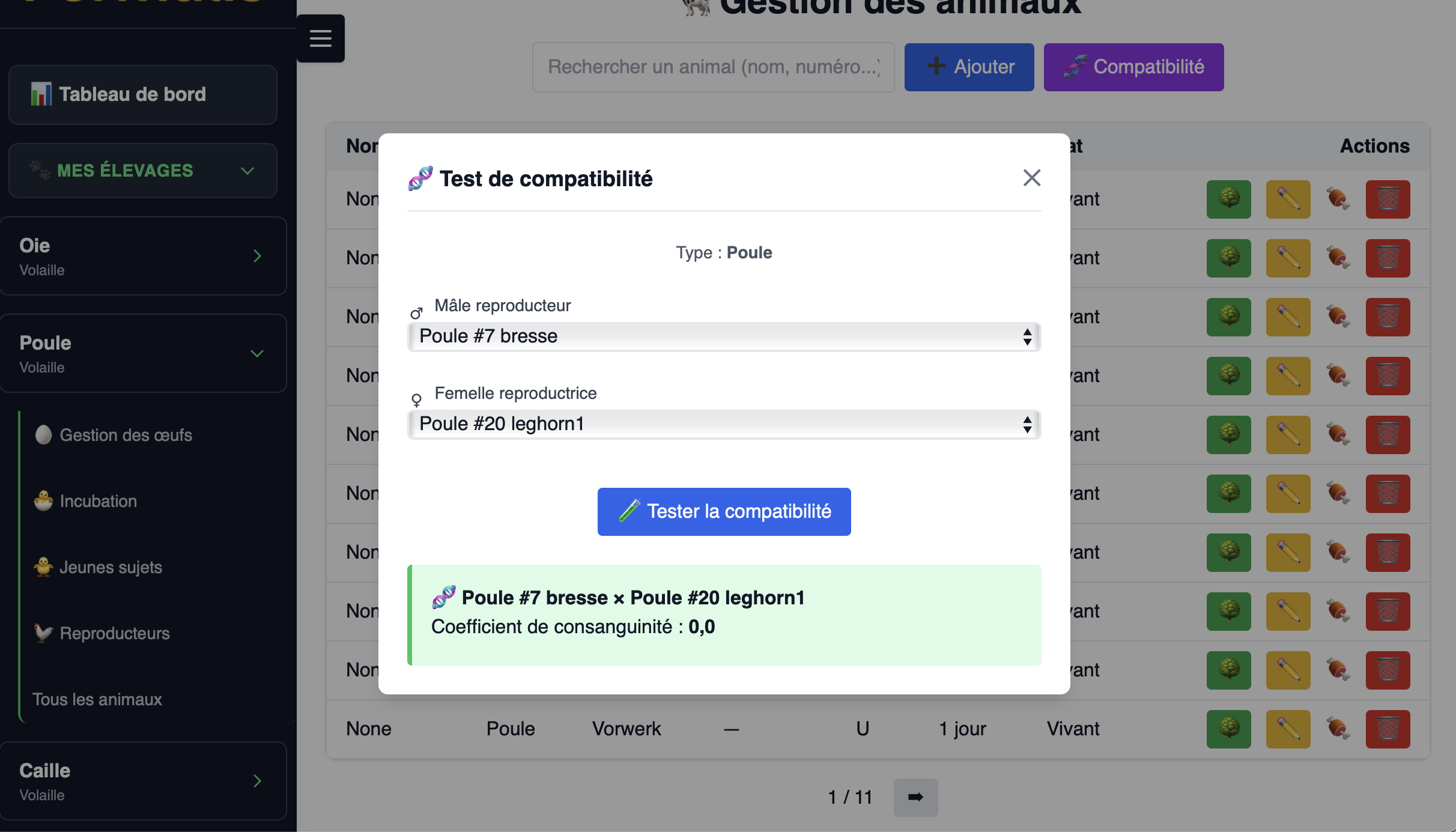 Test de compatibilité